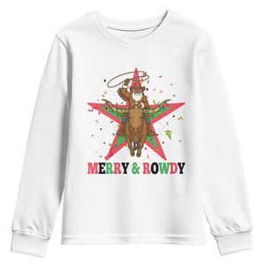 Merry And Rowdy Kwanzaa Santa Cowboy Christmas Gift Youth Sweatshirt TS12 White Print Your Wear
