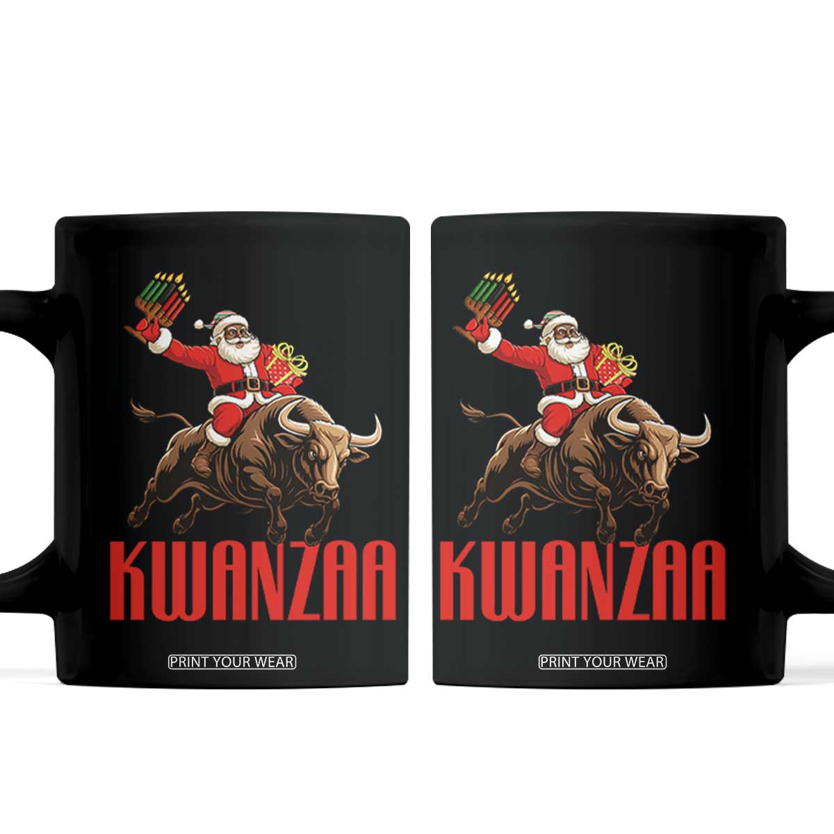 Happy Kwanzaa Coffee Mug Rodeo Black Santa African American Holiday Gift TS12 Black Print Your Wear