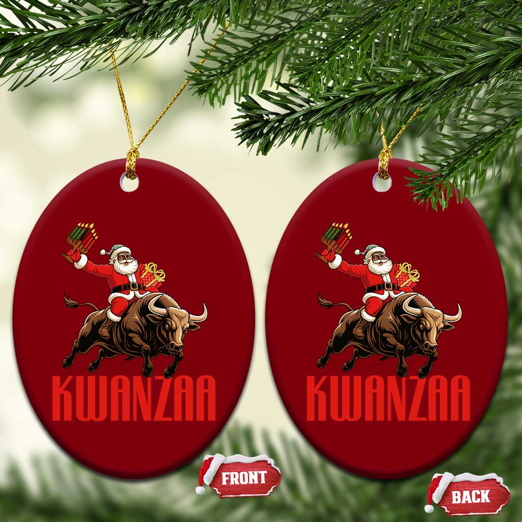Happy Kwanzaa Ceramic Ornament Rodeo Black Santa African American Holiday Gift TS12 Print Your Wear