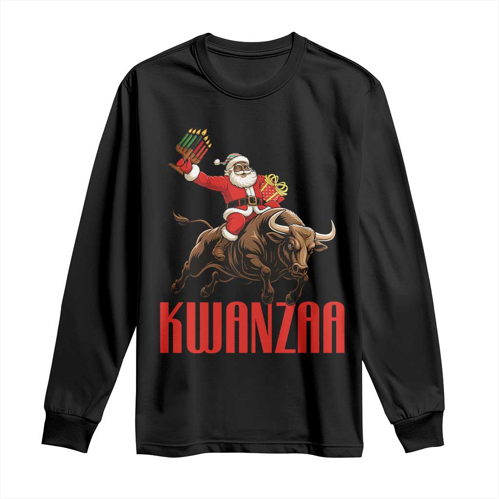 Happy Kwanzaa Long Sleeve Shirt Rodeo Black Santa African American Holiday Gift TS12 Black Print Your Wear