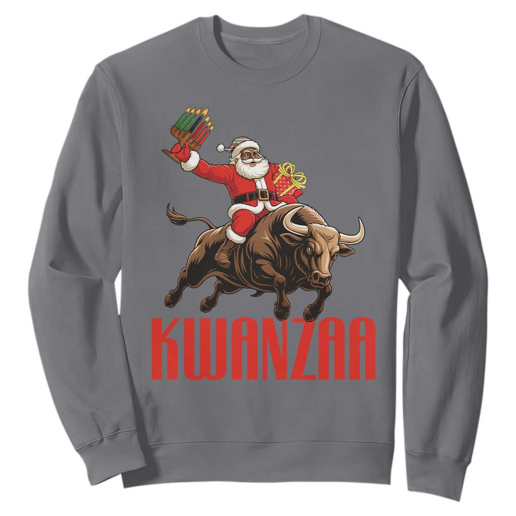 Happy Kwanzaa Sweatshirt Rodeo Black Santa African American Holiday Gift TS12 Charcoal Print Your Wear