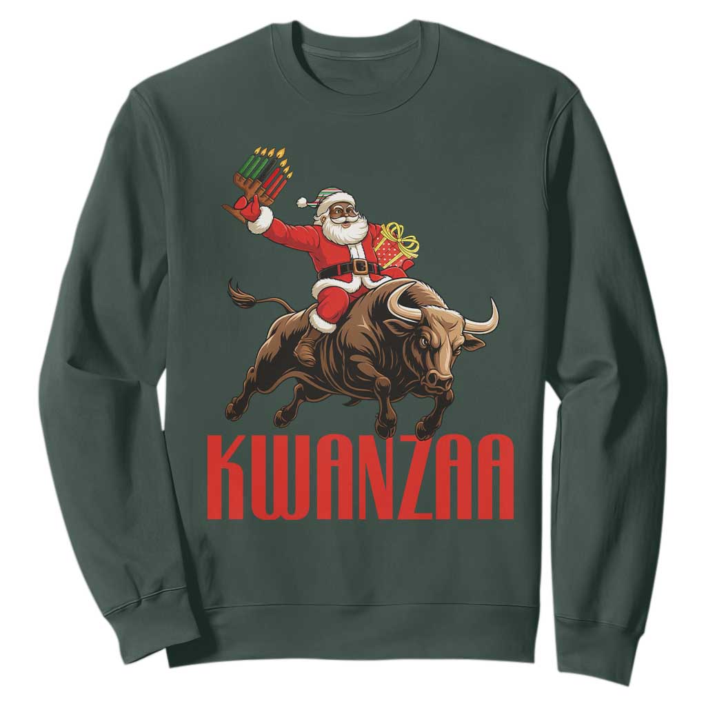 Happy Kwanzaa Sweatshirt Rodeo Black Santa African American Holiday Gift TS12 Dark Forest Green Print Your Wear