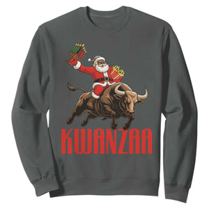 Happy Kwanzaa Sweatshirt Rodeo Black Santa African American Holiday Gift TS12 Dark Heather Print Your Wear