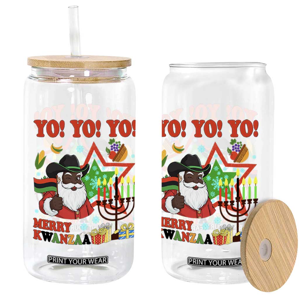 Merry Kwanzaa Black Santa Cowboy Glass Can African Heritage Celebration Gift TS12 Print Your Wear