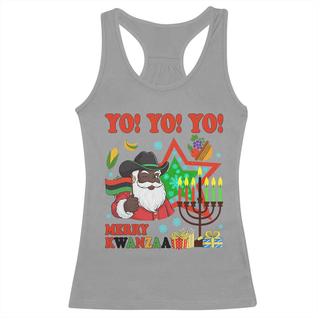 Merry Kwanzaa Black Santa Cowboy Racerback Tank Top African Heritage Celebration Gift TS12 Sport Gray Print Your Wear