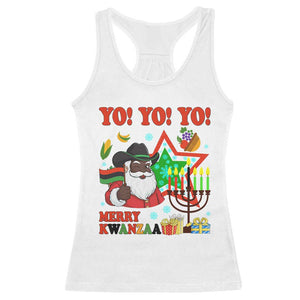 Merry Kwanzaa Black Santa Cowboy Racerback Tank Top African Heritage Celebration Gift TS12 White Print Your Wear