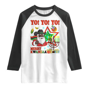 Merry Kwanzaa Black Santa Cowboy Raglan Shirt African Heritage Celebration Gift TS12 White Black Print Your Wear