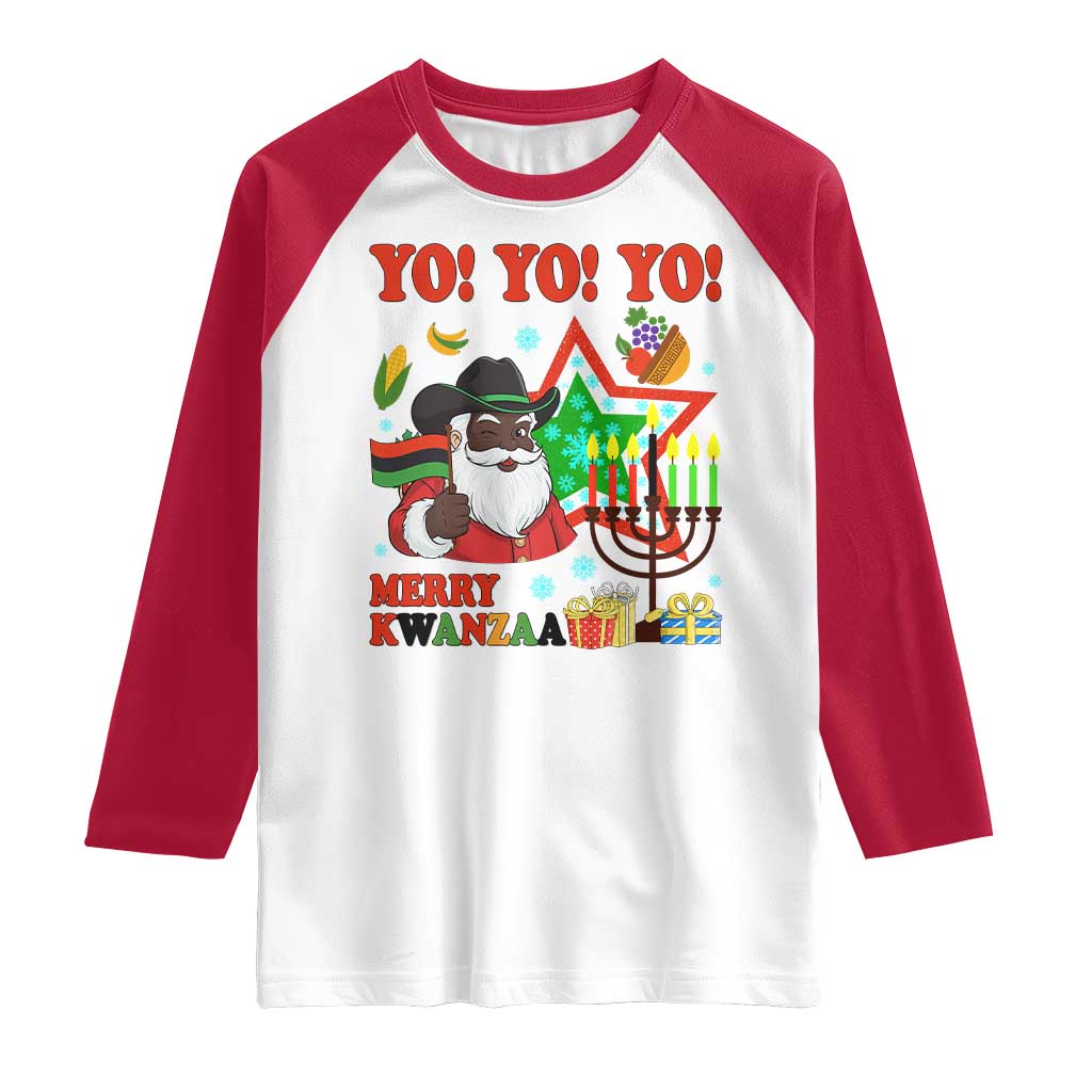 Merry Kwanzaa Black Santa Cowboy Raglan Shirt African Heritage Celebration Gift TS12 White Red Print Your Wear