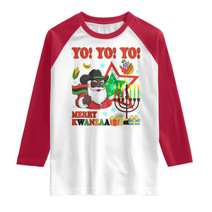 Merry Kwanzaa Black Santa Cowboy Raglan Shirt African Heritage Celebration Gift TS12 White Red Print Your Wear