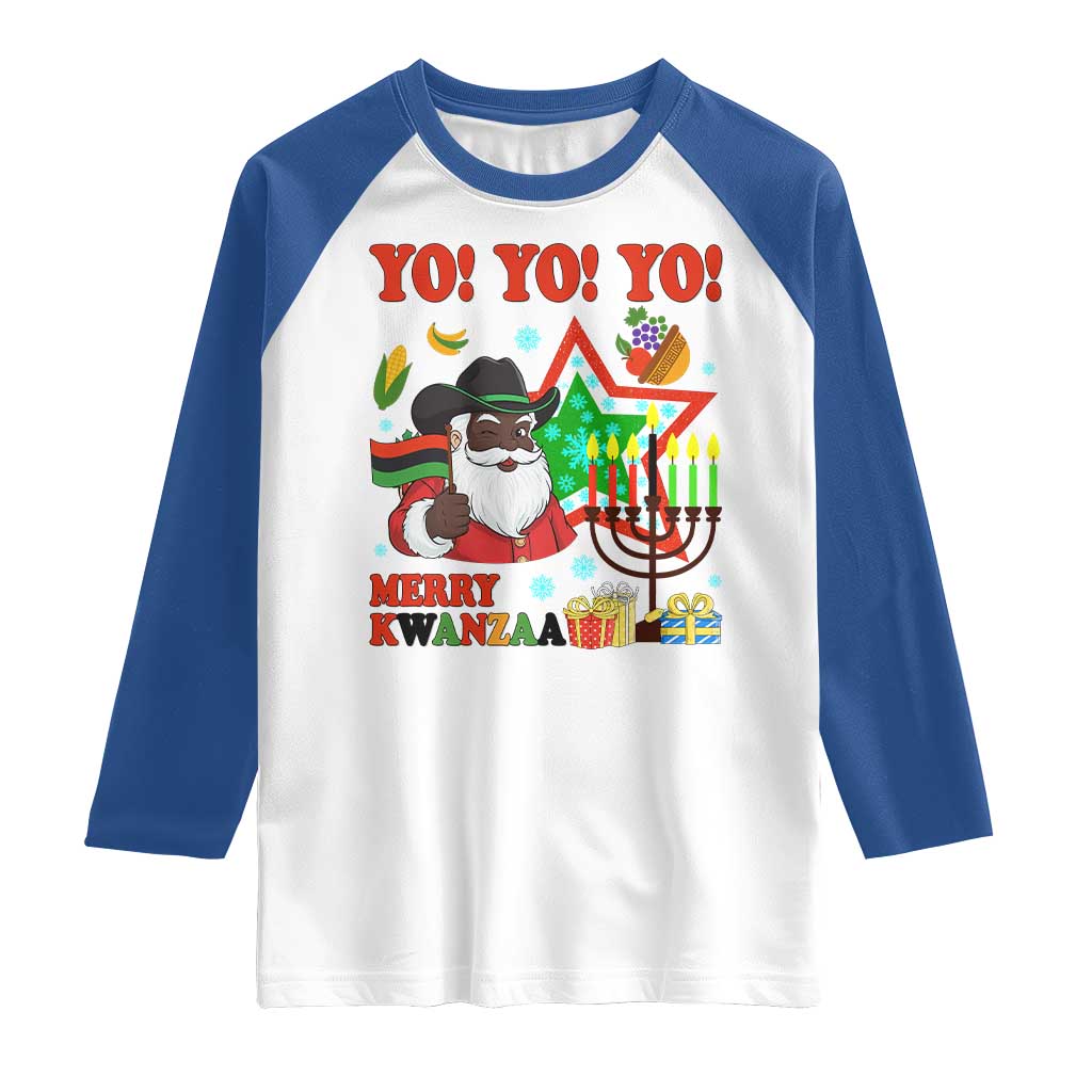 Merry Kwanzaa Black Santa Cowboy Raglan Shirt African Heritage Celebration Gift TS12 White Royal Print Your Wear