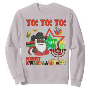 Merry Kwanzaa Black Santa Cowboy Sweatshirt African Heritage Celebration Gift TS12 Ice Gray Print Your Wear