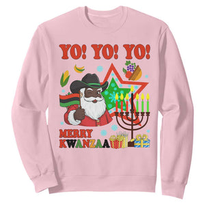 Merry Kwanzaa Black Santa Cowboy Sweatshirt African Heritage Celebration Gift TS12 Light Pink Print Your Wear
