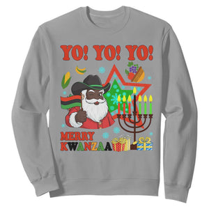 Merry Kwanzaa Black Santa Cowboy Sweatshirt African Heritage Celebration Gift TS12 Sport Gray Print Your Wear