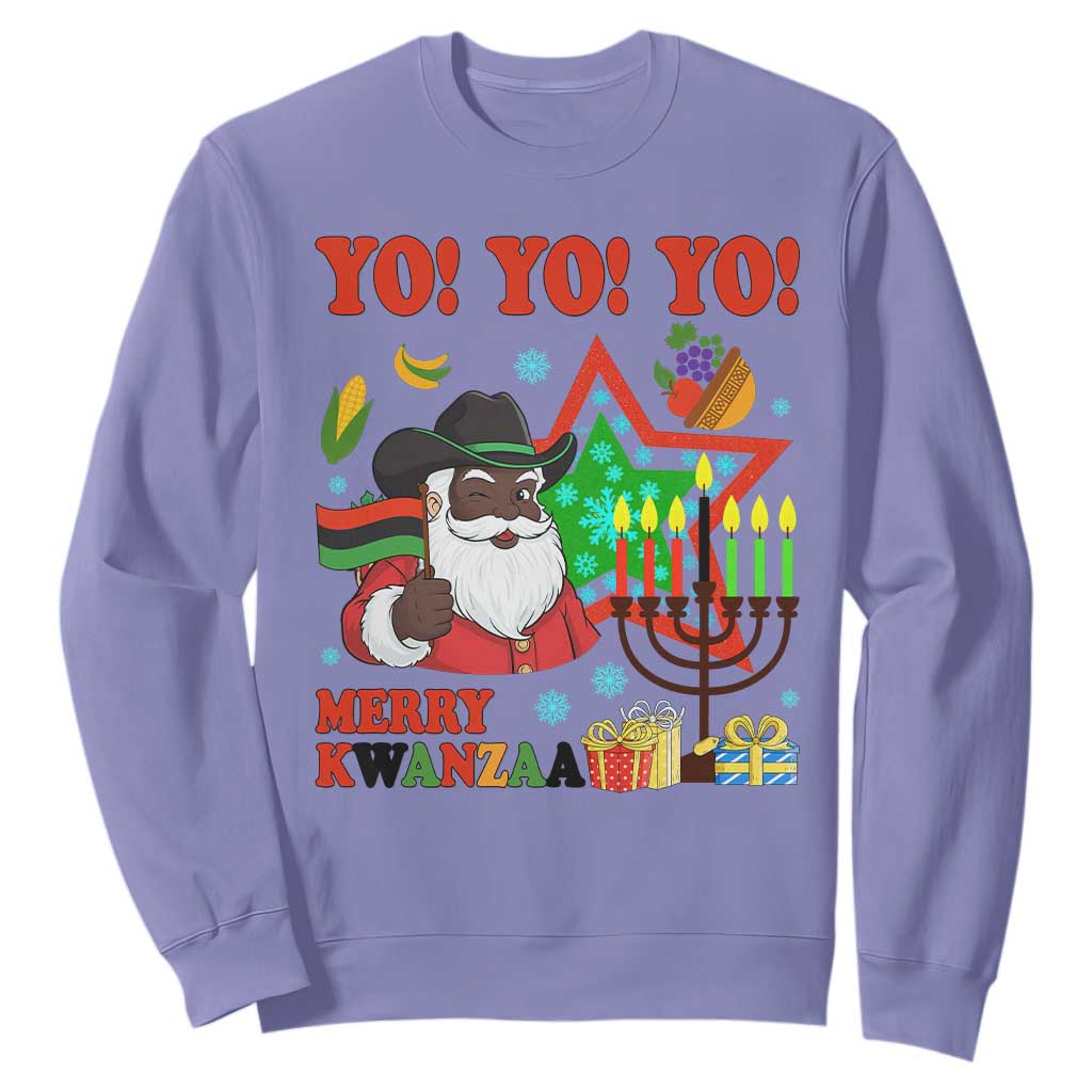 Merry Kwanzaa Black Santa Cowboy Sweatshirt African Heritage Celebration Gift TS12 Violet Print Your Wear