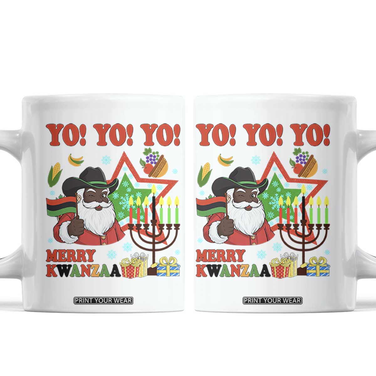 Merry Kwanzaa Black Santa Cowboy Coffee Mug African Heritage Celebration Gift TS12 White Print Your Wear