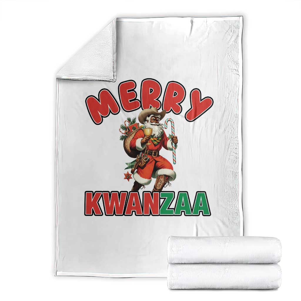 Merry Kwanzaa Cowboy Black Santa Throw Blanket African American Christmas Gift TS12 White Print Your Wear