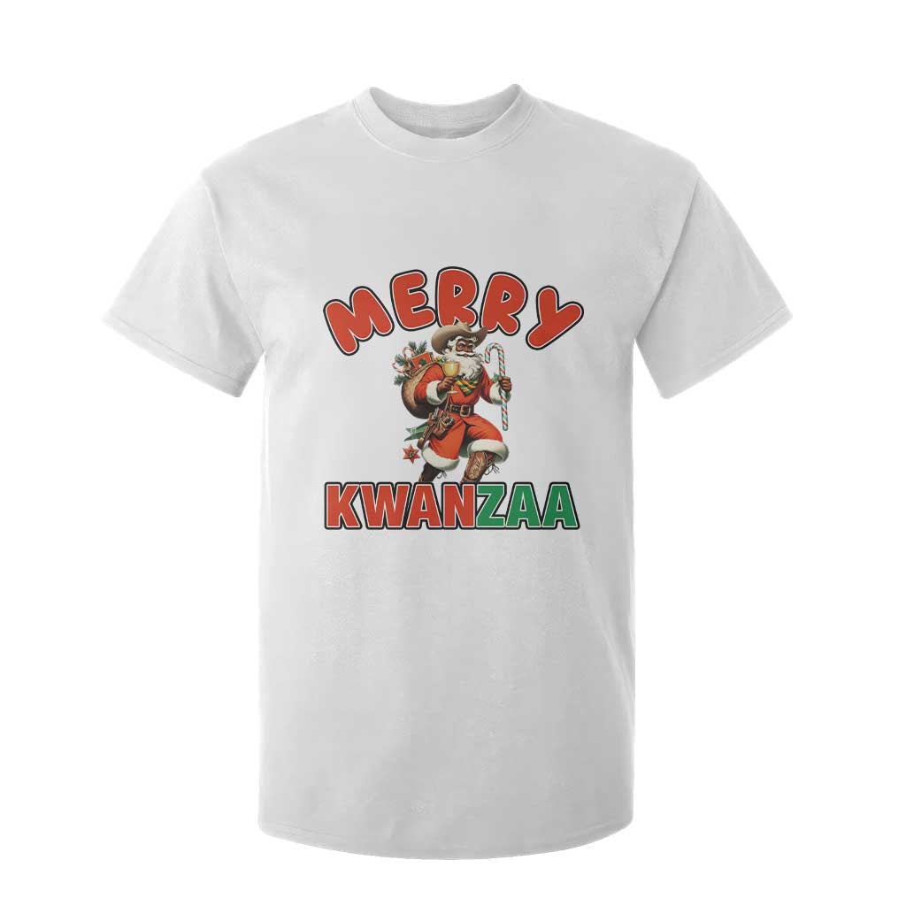 Merry Kwanzaa Cowboy Black Santa T Shirt For Kid African American Christmas Gift TS12 White Print Your Wear