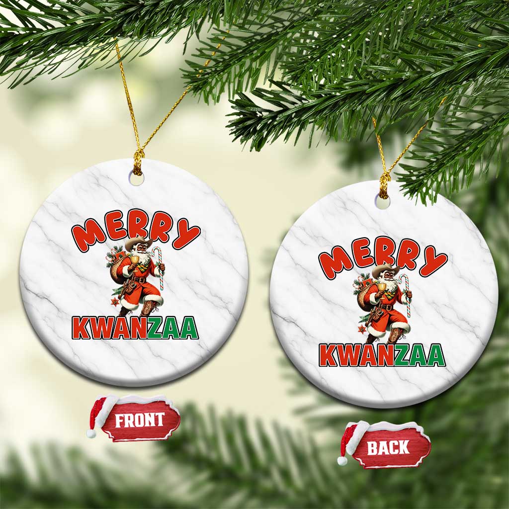 Merry Kwanzaa Cowboy Black Santa Ceramic Ornament African American Christmas Gift TS12 1pc White Marble Print Your Wear