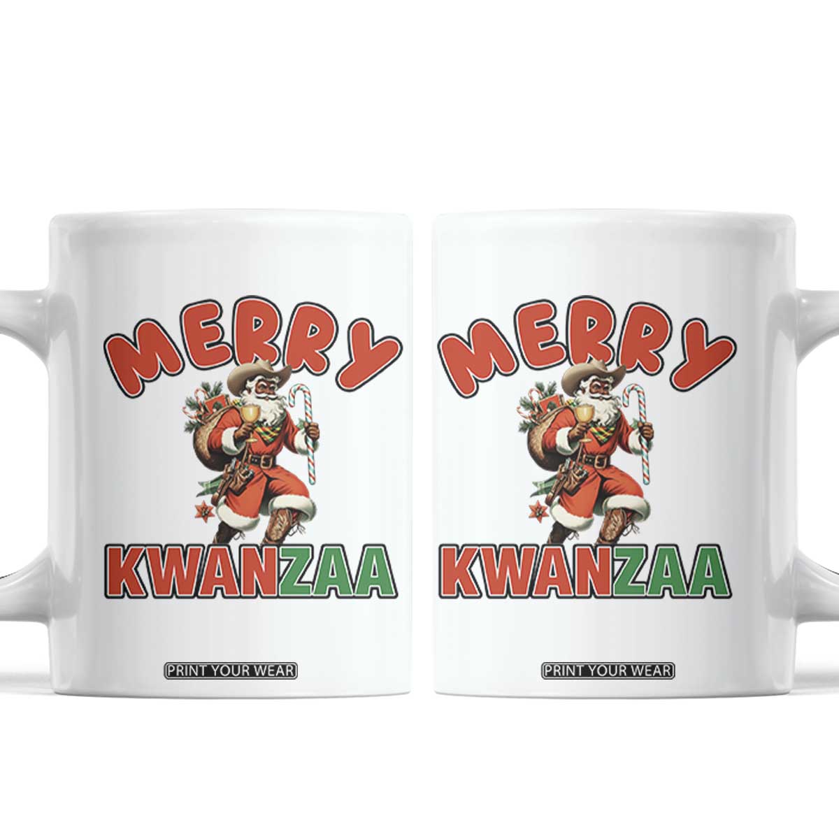 Merry Kwanzaa Cowboy Black Santa Coffee Mug African American Christmas Gift TS12 White Print Your Wear