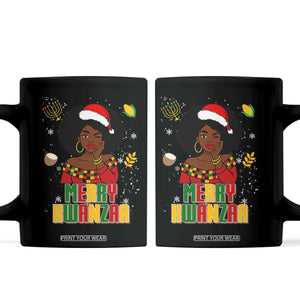 Merry Kwanzaa African American Girl Santa Hat Coffee Mug Christmas Gift TS12 Black Print Your Wear