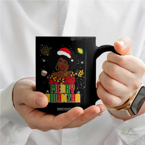 Merry Kwanzaa African American Girl Santa Hat Coffee Mug Christmas Gift TS12 Print Your Wear