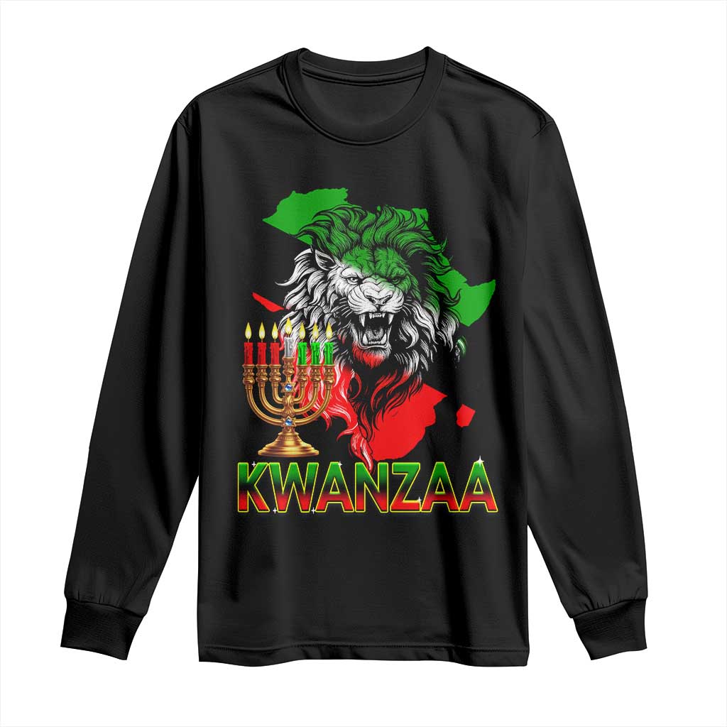 King Lion Of Africa Kwanzaa Map Long Sleeve Shirt Heritage Pride Gift TS12 Black Print Your Wear