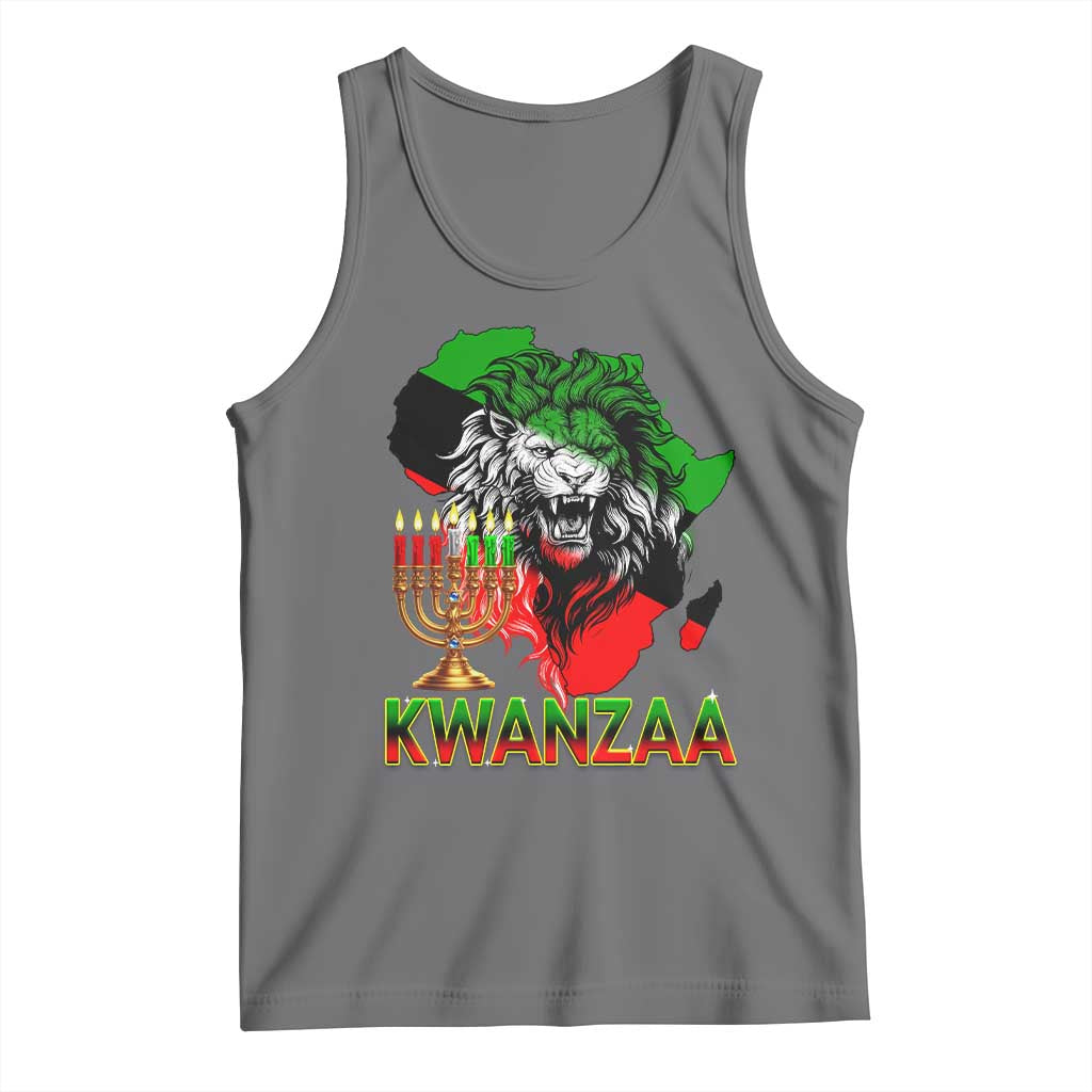 King Lion Of Africa Kwanzaa Map Tank Top Heritage Pride Gift TS12 Black Heather Print Your Wear