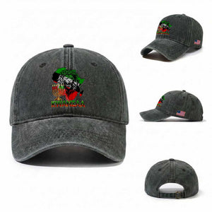 King Lion Of Africa Kwanzaa Map Washed Cotton Baseball Cap Heritage Pride Gift TS12 Washed Cap Universal Fit Dark Green Print Your Wear