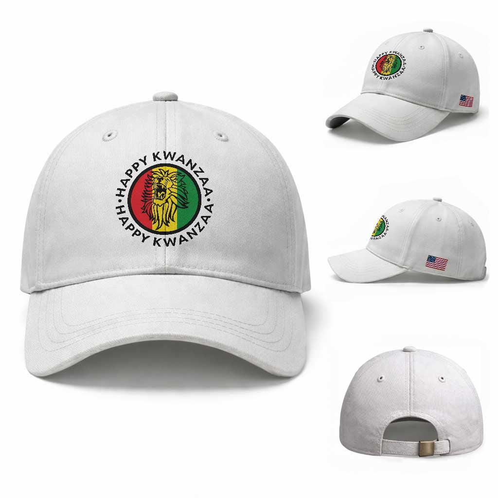 Happy Kwanzaa King Lion Of Africa Heritage Gift Baseball Cap TS12 Baseball Cap Universal Fit White Print Your Wear