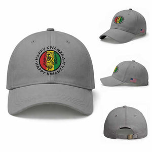 Happy Kwanzaa King Lion Of Africa Heritage Gift Baseball Cap TS12 Baseball Cap Universal Fit Sport Gray Print Your Wear