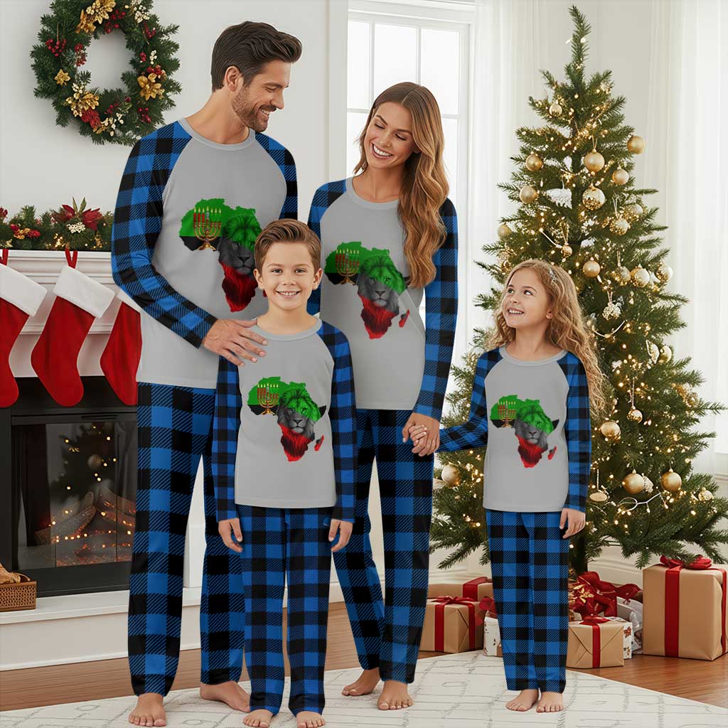 Happy Kwanzaa Lion Plaid Pajama Set African Heritage Pride Gift For Men TS12 Blue Plaid Print Your Wear