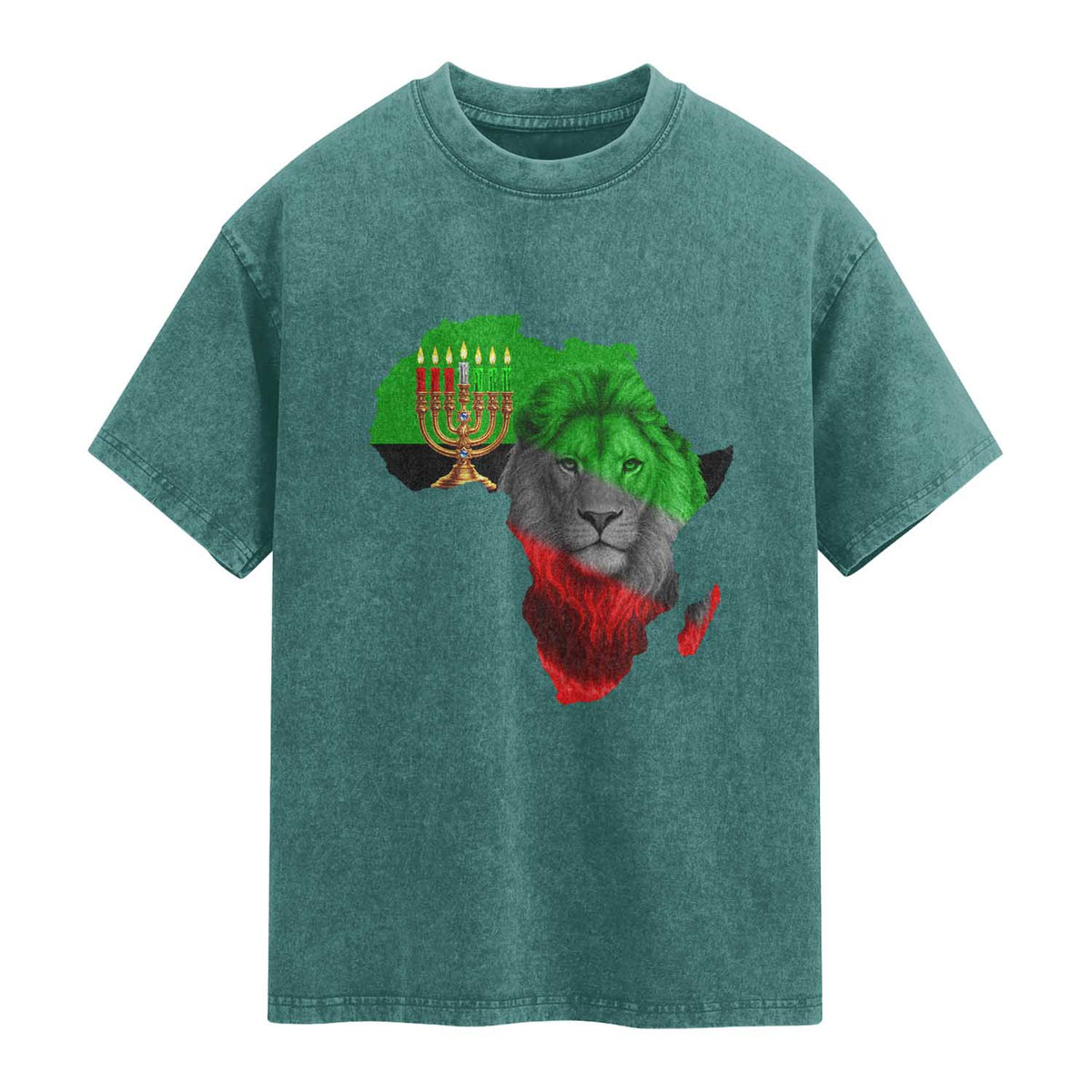 Happy Kwanzaa Lion Washed Cotton T-Shirt African Heritage Pride Gift For Men