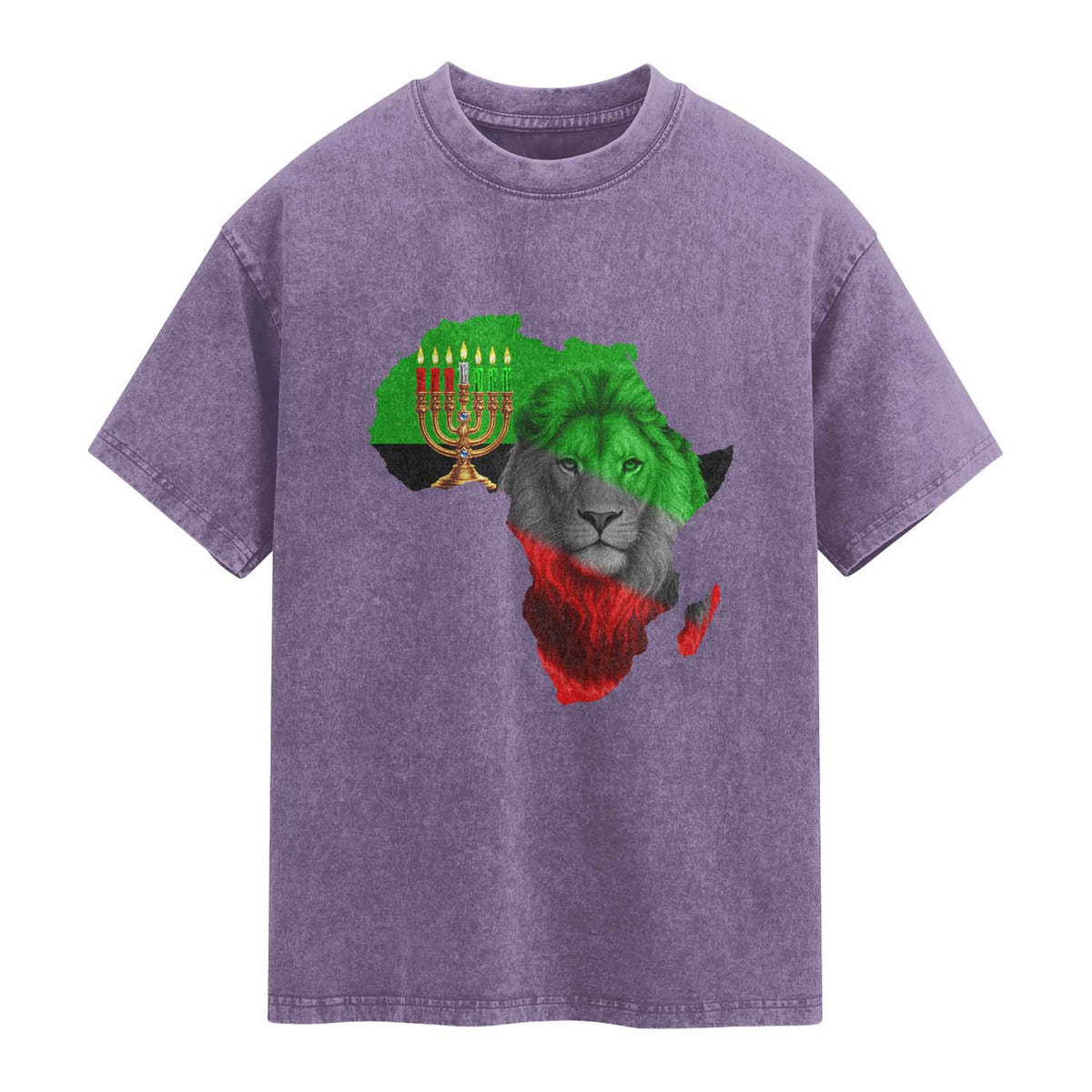 Happy Kwanzaa Lion Washed Cotton T-Shirt African Heritage Pride Gift For Men