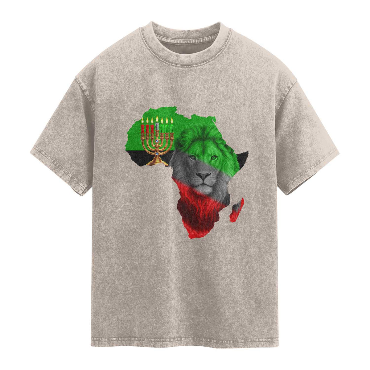 Happy Kwanzaa Lion Washed Cotton T-Shirt African Heritage Pride Gift For Men