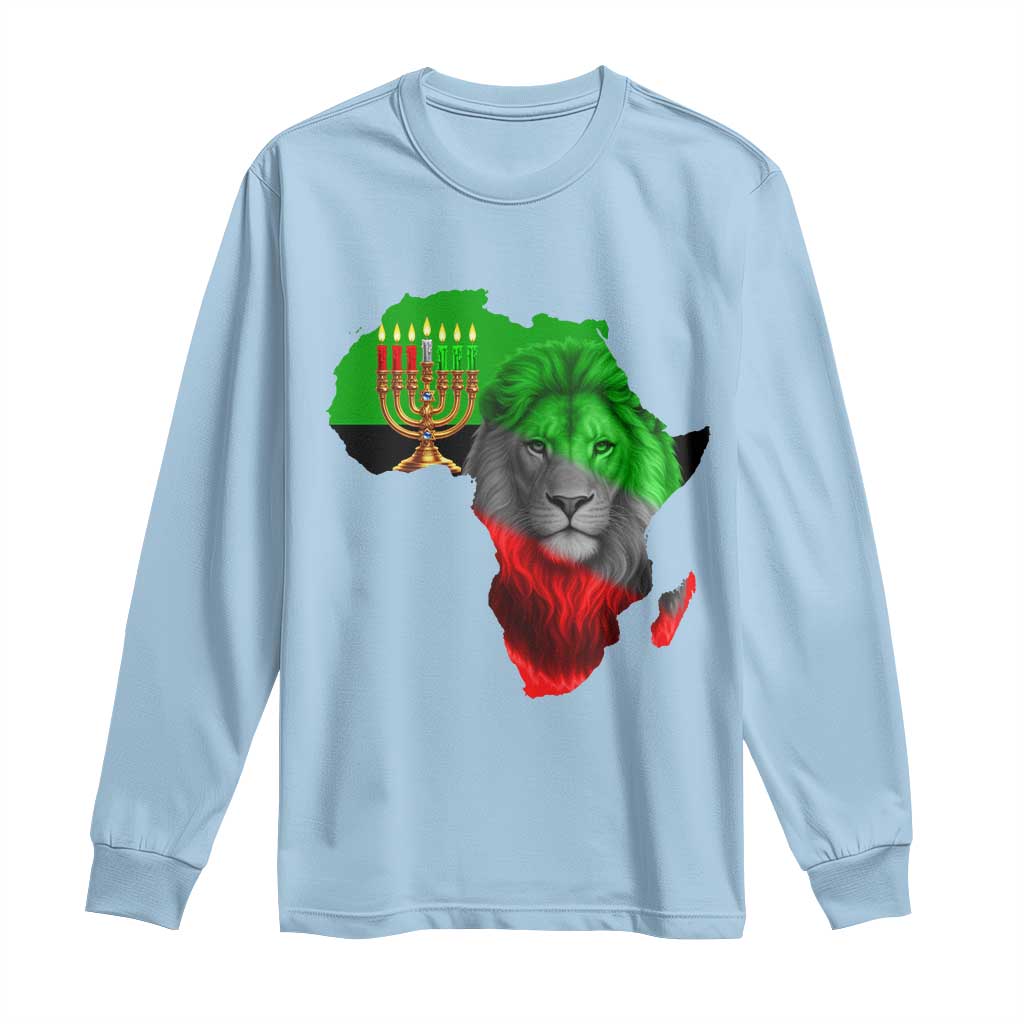 Happy Kwanzaa Lion Long Sleeve Shirt African Heritage Pride Gift For Men TS12 Light Blue Print Your Wear