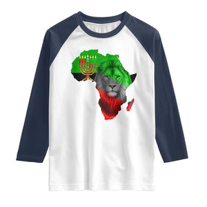 Happy Kwanzaa Lion Raglan Shirt African Heritage Pride Gift For Men TS12 White Navy Print Your Wear