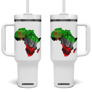 Happy Kwanzaa Lion Tumbler With Handle African Heritage Pride Gift For Men TS12 One Size: 40 oz White Print Your Wear