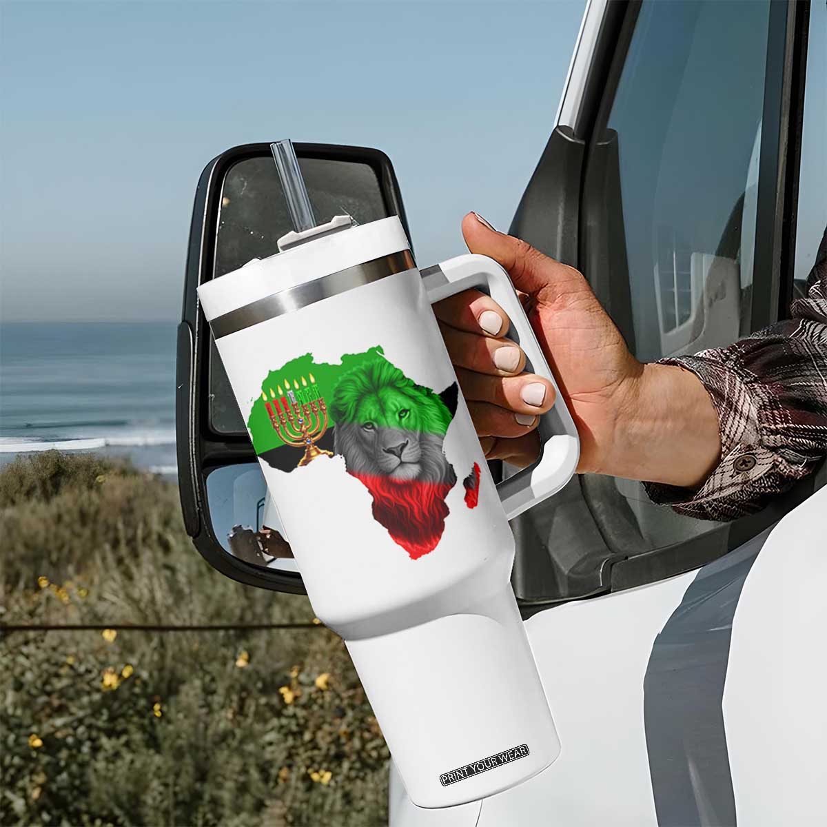 Happy Kwanzaa Lion Tumbler With Handle African Heritage Pride Gift For Men TS12 Print Your Wear