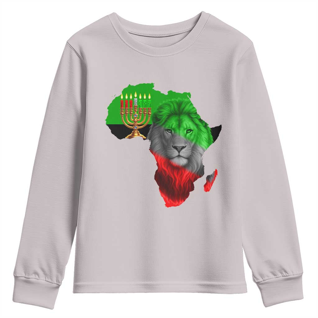 Happy Kwanzaa Lion Youth Sweatshirt African Heritage Pride Gift For Men TS12 Ice Gray Print Your Wear
