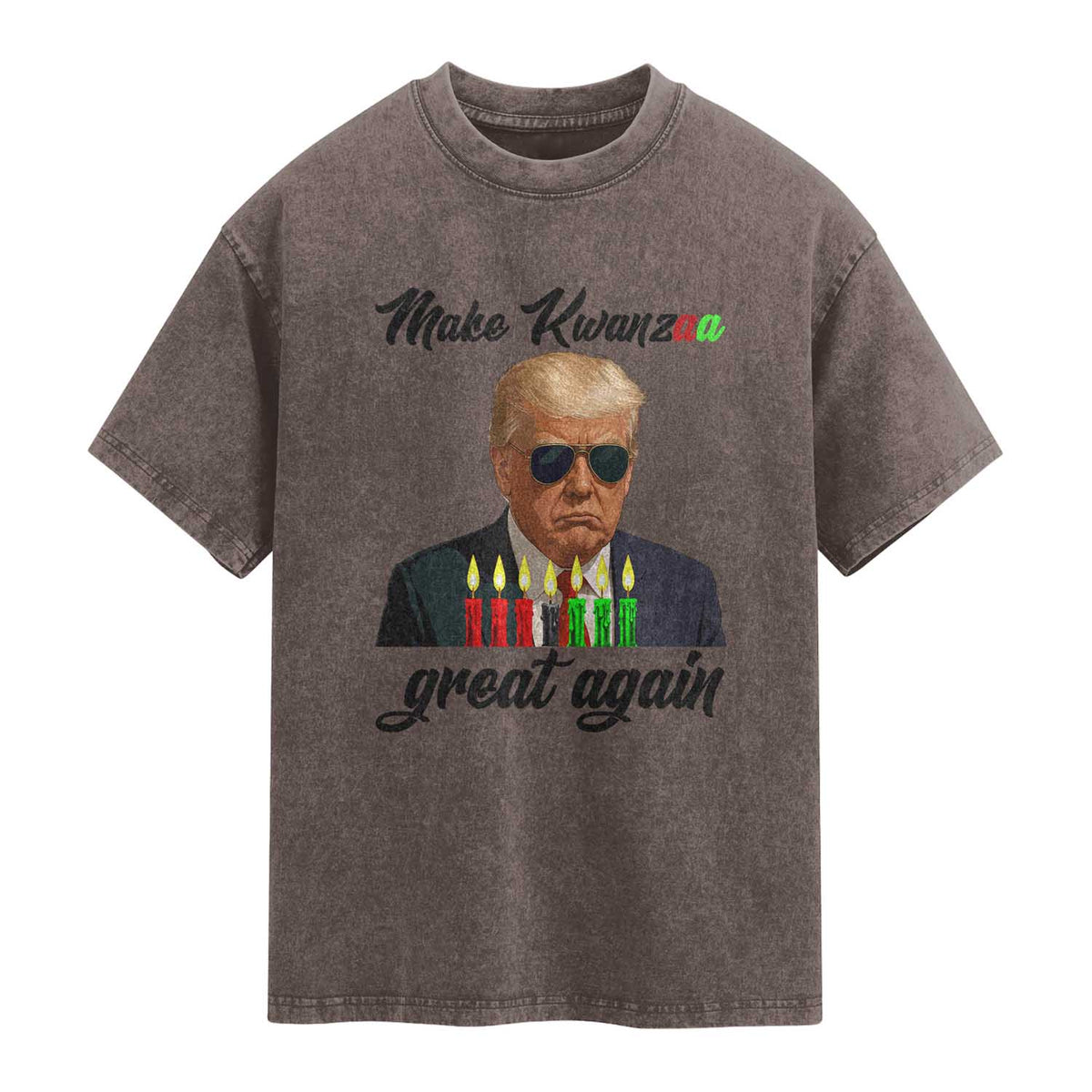 Make Kwanzaa Great Again Washed Cotton T-Shirt Funny Trump Parody Gift