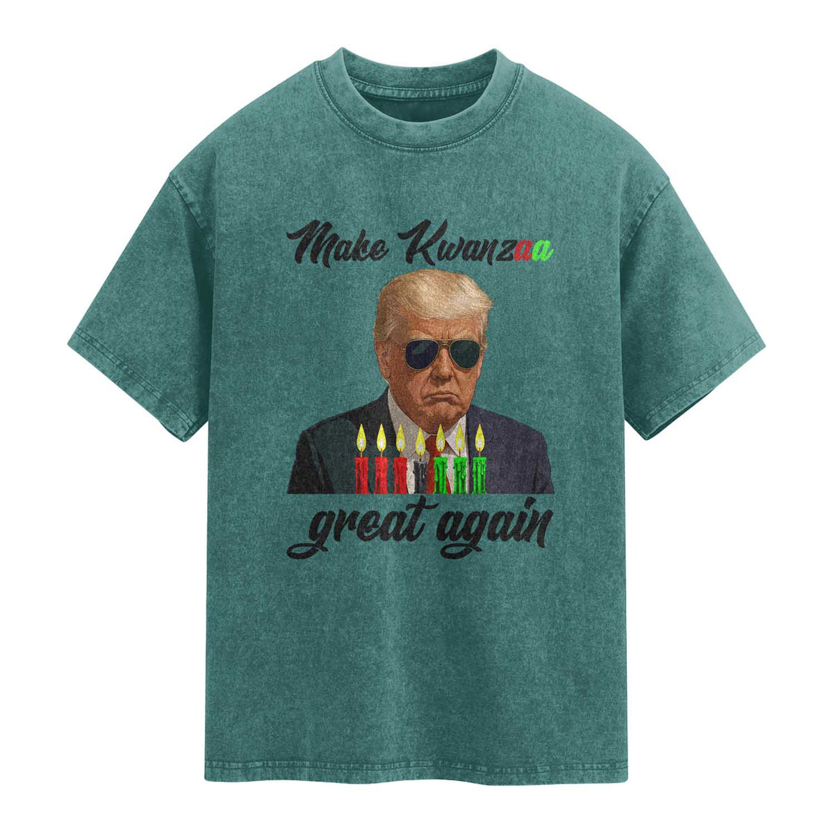 Make Kwanzaa Great Again Washed Cotton T-Shirt Funny Trump Parody Gift