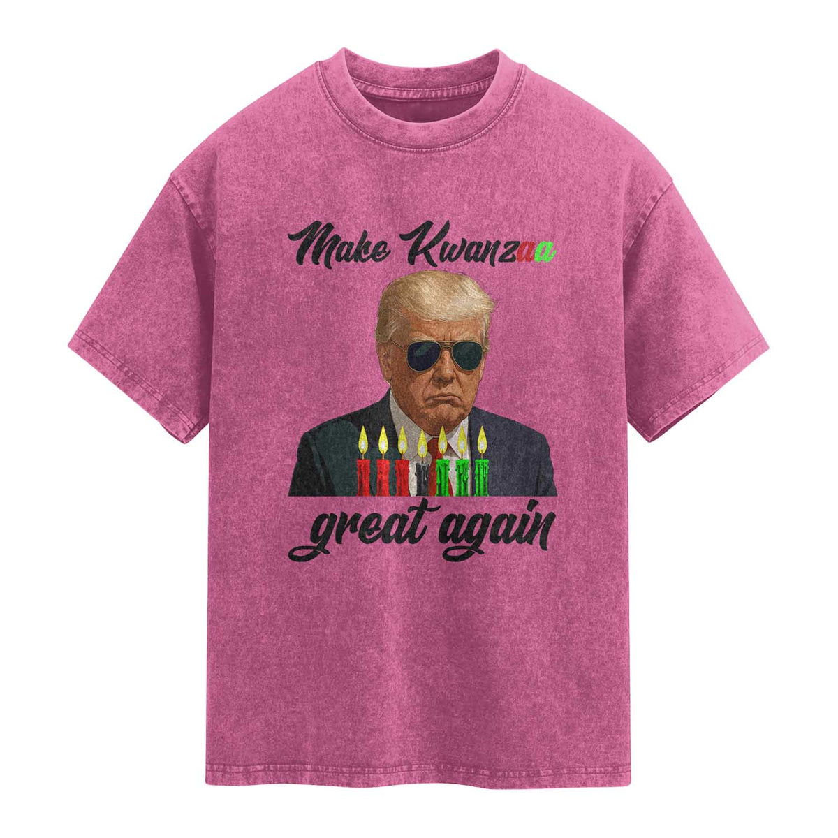 Make Kwanzaa Great Again Washed Cotton T-Shirt Funny Trump Parody Gift