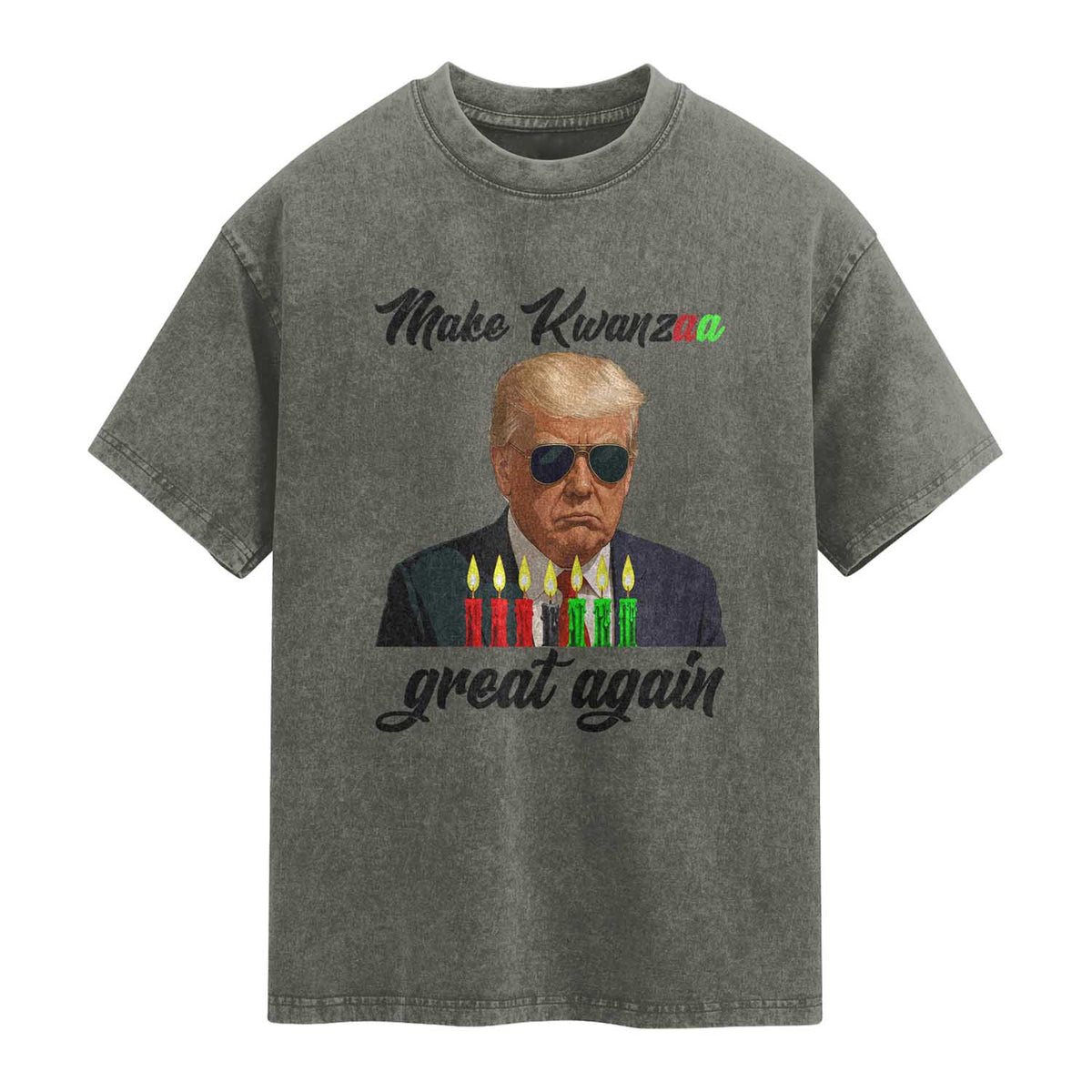 Make Kwanzaa Great Again Washed Cotton T-Shirt Funny Trump Parody Gift