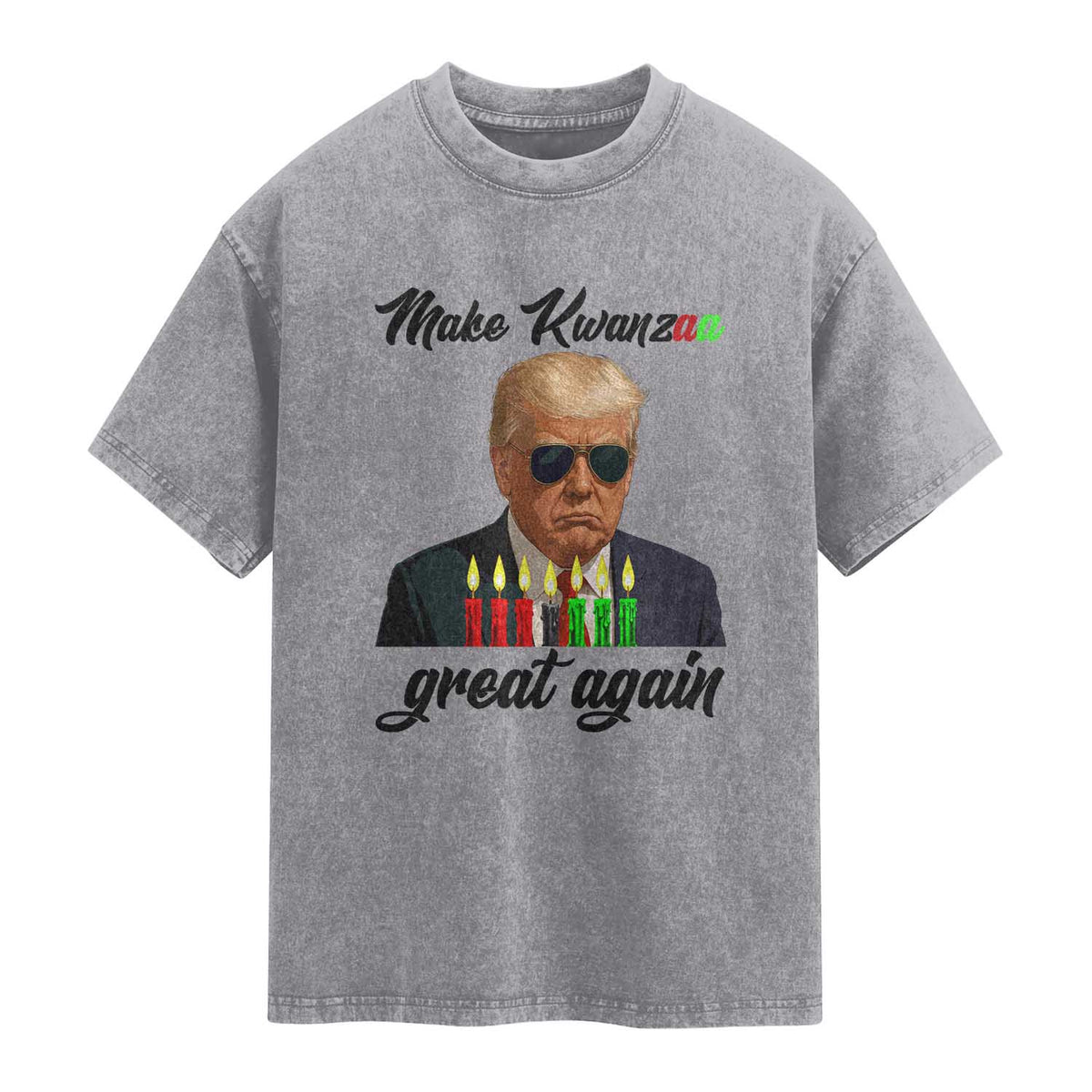 Make Kwanzaa Great Again Washed Cotton T-Shirt Funny Trump Parody Gift