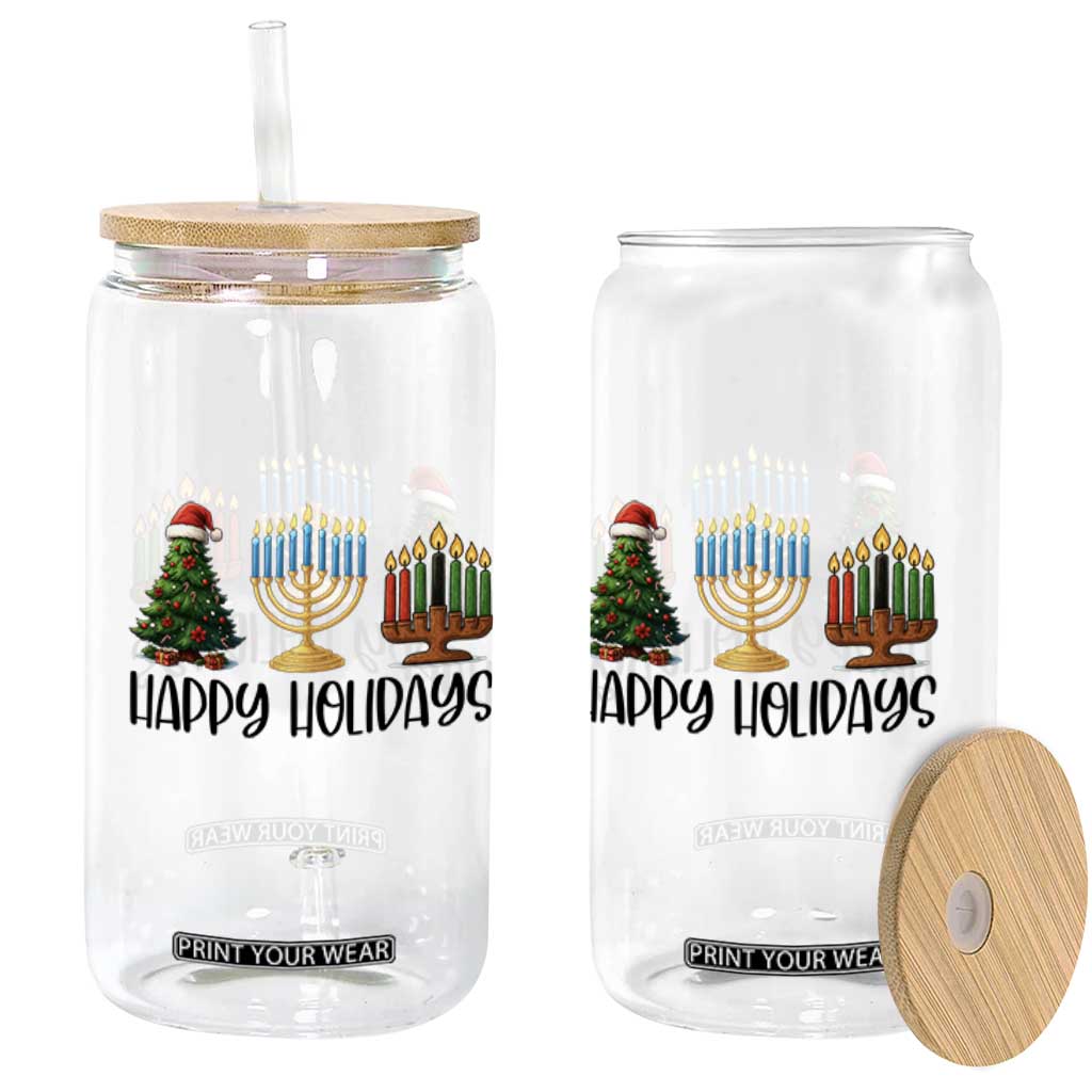 Christmas Hanukkah Kwanzaa Celebration Gift Glass Can Happy Holidays TS12 Print Your Wear