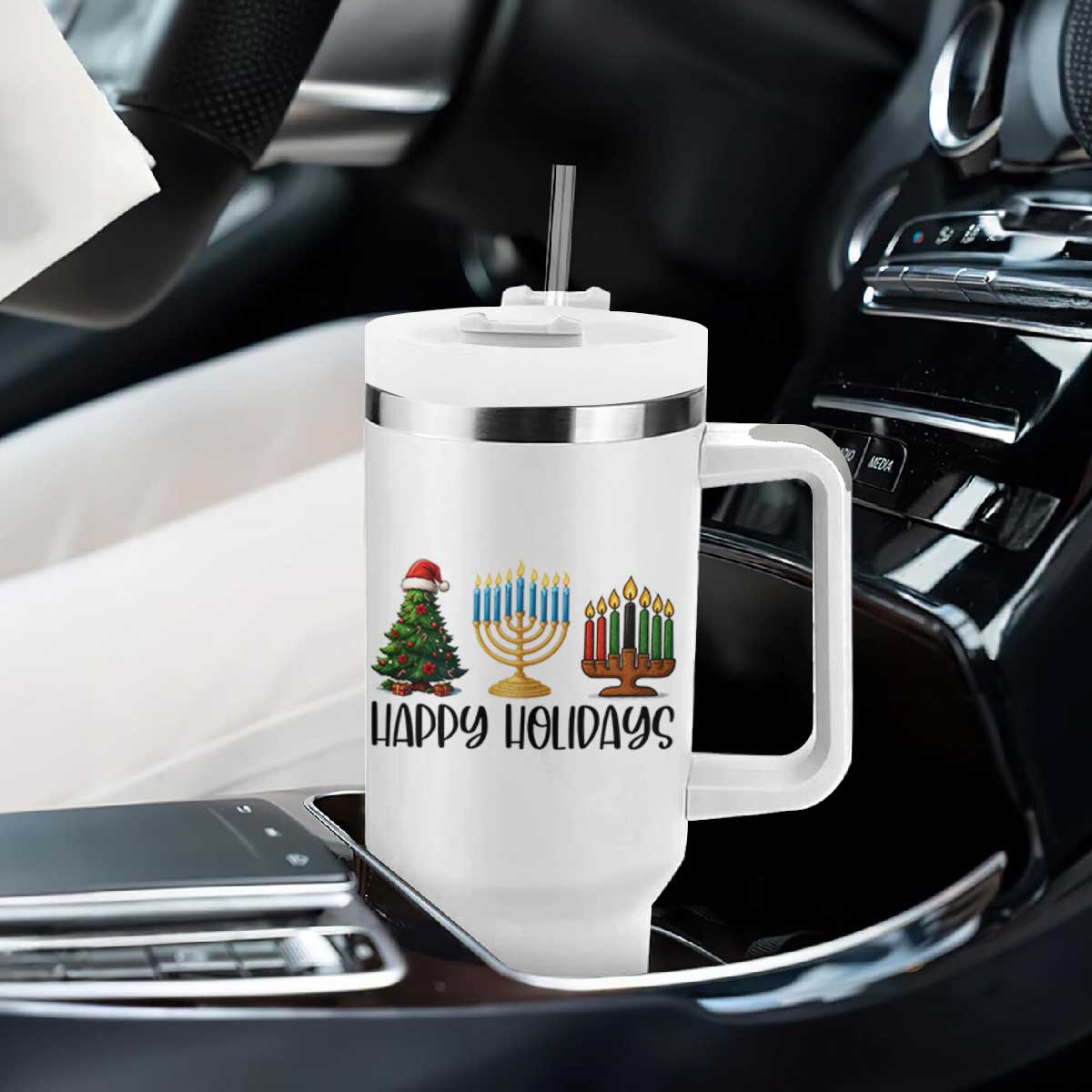 Christmas Hanukkah Kwanzaa Celebration Gift Tumbler With Handle Happy Holidays TS12 Print Your Wear