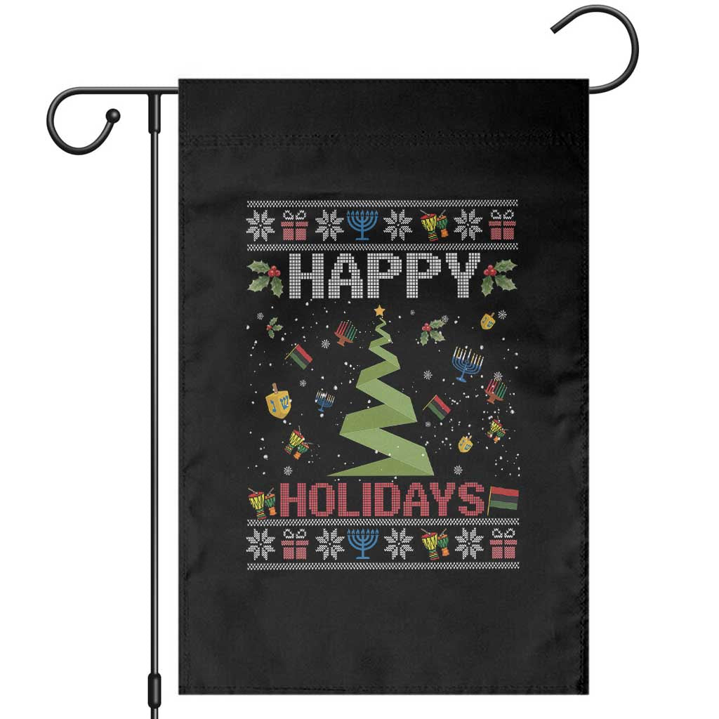 Happy Holidays For All Christmas Hanukkah Kwanzaa Gift Garden Flag TS12 Black Print Your Wear