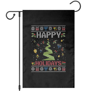 Happy Holidays For All Christmas Hanukkah Kwanzaa Gift Garden Flag TS12 Black Print Your Wear