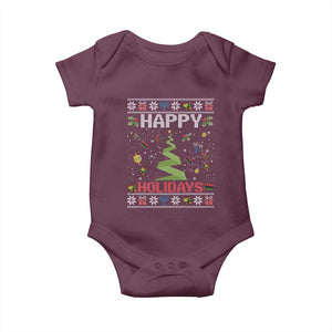 Happy Holidays For All Christmas Hanukkah Kwanzaa Gift Baby Onesie TS12 Maroon Print Your Wear