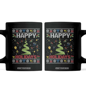 Happy Holidays For All Christmas Hanukkah Kwanzaa Gift Coffee Mug TS12 Black Print Your Wear
